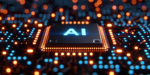 Poster -  A Macro Perspective of a AI Circuit Board, the Heartbeat of Modern Computing and Electronic Innovation, Generative AI