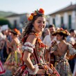 Portuguese Minho dress during Viana do Castelo festival, folk music fills air