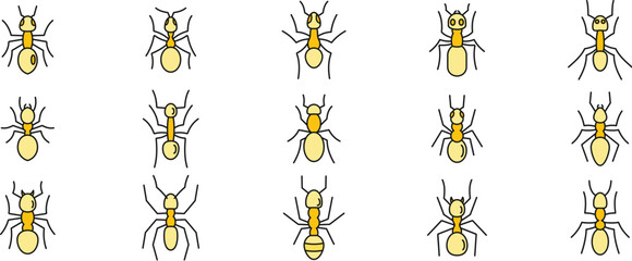 Poster - Wild ant icons set. Outline set of Wild ant vector icons thin line color flat on white