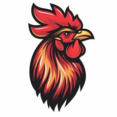 Sticker - a rooster head with red and yellow head