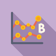 Poster - Graph online chart icon flat vector. Finance digital decline. Pay graph token