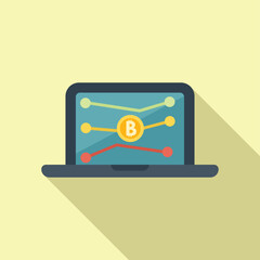 Poster - Bitcoin online graph lines icon flat vector. Digital currency. Financial diagram