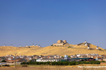 Sticker - windmills and castle of Consuegra, Castilla La Mancha, Spain