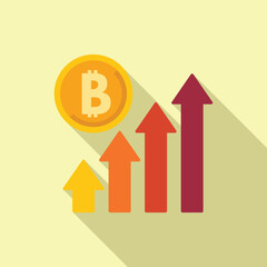 Poster - Grow graph line icon flat vector. Gain finance. Token mobile device