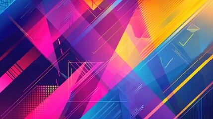 Poster - Abstract background using bright colors and geometric shapes for design. AI generative.