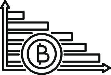 Wall Mural - Bitcoin graph icon outline vector. Gain financial system. Data price salary