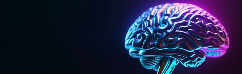 Aufkleber - Human brain, digital neural network. Banner background