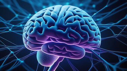 Aufkleber - Human brain, neurology, neuro science and technology concept