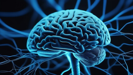 Poster - Human brain and neural networks structure. AI