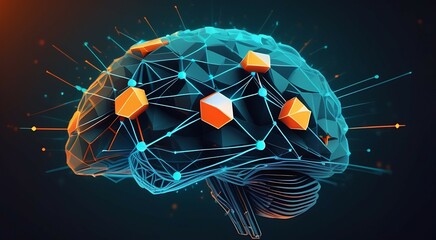 Aufkleber - Human brain and AI science concept