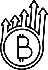 Sticker - Bitcoin data price icon outline vector. Mobile service. Data salary bar