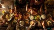 Cooking, sharing, and enjoying traditional Eid cuisine, food photography, 16:9