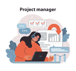 Poster - Project Manager at Work. Overseeing project timelines and deliverables.
