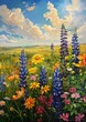 field wildflowers blue sky background puzzle grasslands buff stands easel ugliness beauty bountiful crafts