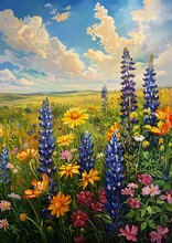 Field Wildflowers Blue Sky Background Puzzle Grasslands Buff Stands Easel Ugliness Beauty Bountiful Crafts