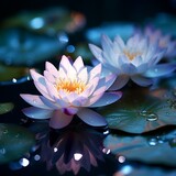 Fototapeta Londyn - Stunning close-up image showcasing the enchanting water lilies photo