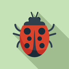 Wall Mural - Fly ladybird icon flat vector. Sheet baby summer. Biology cute red