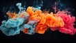 Vibrant Colored Smoke Swirls Gracefully in Dark Atmosphere - Artistic Abstract Background
