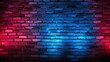 Vibrant Neon Lights Illuminate Brick Wall Creating a Modern Urban Aesthetic