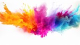 Fototapeta Motyle - Vibrant Explosions of Colorful Paint Splashes on a Clean White Canvas