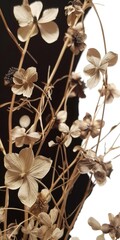 Wall Mural - A close up of a bunch of flowers in a vase. macro image of dry flowers and stems Macro image of dry flowers and stems.