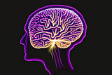 Fototapeta Do akwarium - Illuminating Intelligence: Glowing Human Brain Illustration