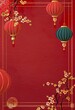 © James Ellis - Chinese new year card design of lanterns and floral designs, in the style of luxurious geometry, minimalist pen lines, red and gold, western dynasty, spiral group, minimalist backgrounds.