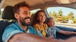 © Anna - Joyful family enjoying a sunny road trip together