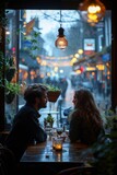 Fototapeta  - A couple enjoying their time in a coffee shop
