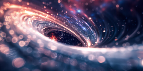 Canvas Print - Futuristic technology swirl background design with lights and bokeh looks like galaxy in space.