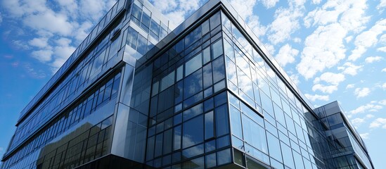 Poster - A towering contemporary business center displaying a multitude of windows in its facade system.