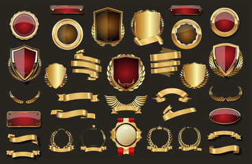 Wall Mural - collection of golden badge vector illustration collection