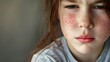 Vue sur le visage d'une jeune fille avec des rougeurs » IA générative