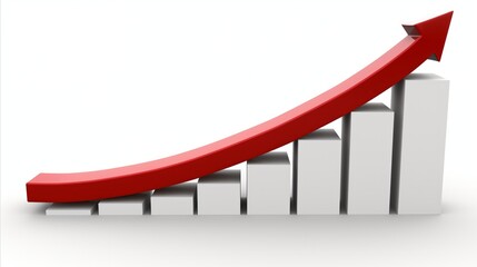 Poster - Red arrow on bar graph indicating growth and positive business trends