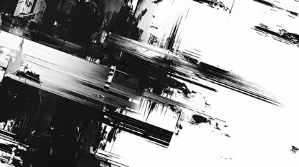 Wall Mural - abstract black and white distortion glitch texture wallpaper