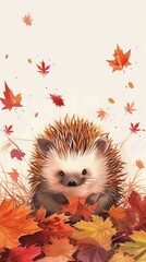 Wall Mural - Baby animals in autumn forest