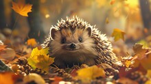 Baby Animals In Autumn Forest