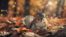 Baby Animals In Autumn Forest