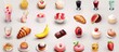 3d realistic vector objects sweet icons set.