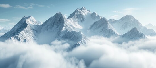 Wall Mural - Majestic mountain range landscape with dramatic clouds in the foreground