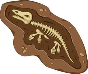 Sticker - Dinosaur fossil skeleton bones, excavations of archeology isolated