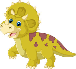 Poster - Cartoon triceratops on white background