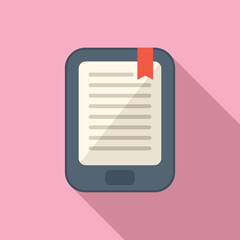 Poster - E reader icon flat vector. Online books store. Based app retailer