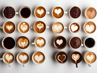 Coffee cups with heart sign 