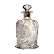  A vintage bottle, with graceful curves and intricate patterns, standing alone, transparent background