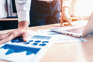 Poster - businessman accountant or financial expert analyze business report graph and finance chart at corpor