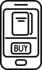 Poster - Phone online book buy icon outline vector. Read digital. Person electronic work