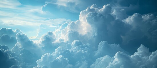 Wall Mural - Tranquil blue sky with fluffy white clouds, perfect weather for outdoor activities