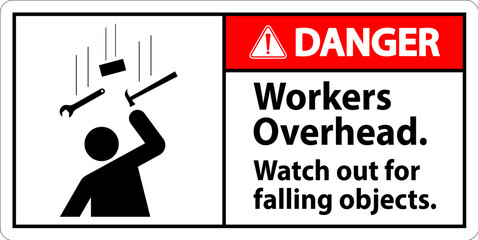 Sticker - Danger Falling Debris Sign, Workers Overhead Falling Objects