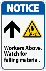 Wall Mural - Notice Sign, Workers Above Falling Material